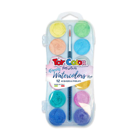 Pack of 12 pearlescent watercolours Ø 30 mm