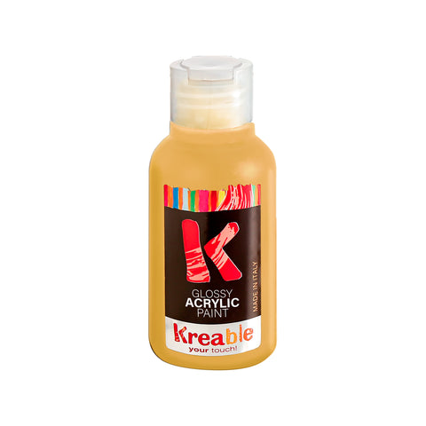 italian gold acrylic paint bottle. Kreable acrylics are produced in Italy, near Venice, Pasuto Srl.