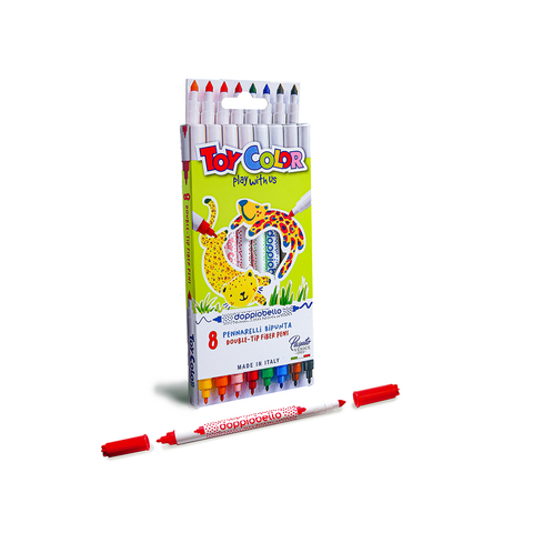 italian double tip fiber pens. Toy Color markers are produced in Italy, near Venice, Pasuto Srl.