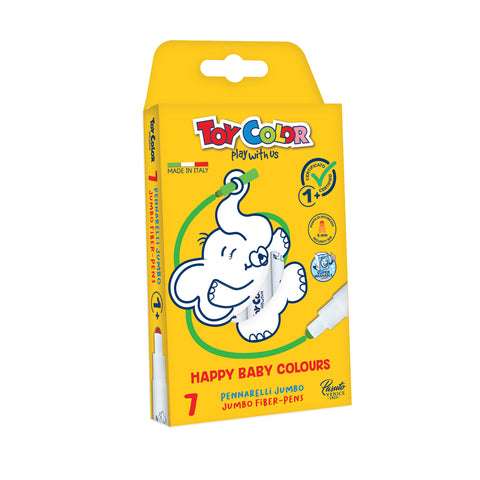 Toy Color markers certified for children of 1 year. With large tip not removable, diameter of 5 mm. Super washable ink from hands and most fabrics. Made in Italy. Toy Color by Pasuto Srl, the Italian factory of colors.