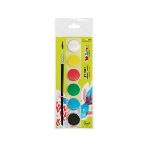 Italian Toy Color watercolors to paint in pocket size with brush. Toy Color and Kreable colours are produced in Italy, in our factory near Venice, Pasuto Srl, the Italian colour factory.
