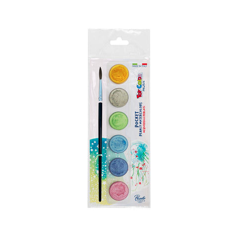 Italian Toy Color watercolors to paint in pocket size with brush. Toy Color and Kreable colours are produced in Italy, in our factory near Venice, Pasuto Srl, the Italian colour factory.