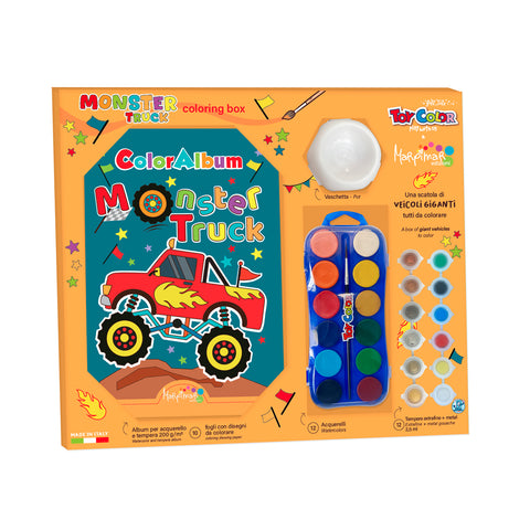 Box with wartercolour, tempera, string and colour mixing tray. Toy Color and Kreable colours are produced in Italy, in our factory located near Venice, Pasuto Srl.